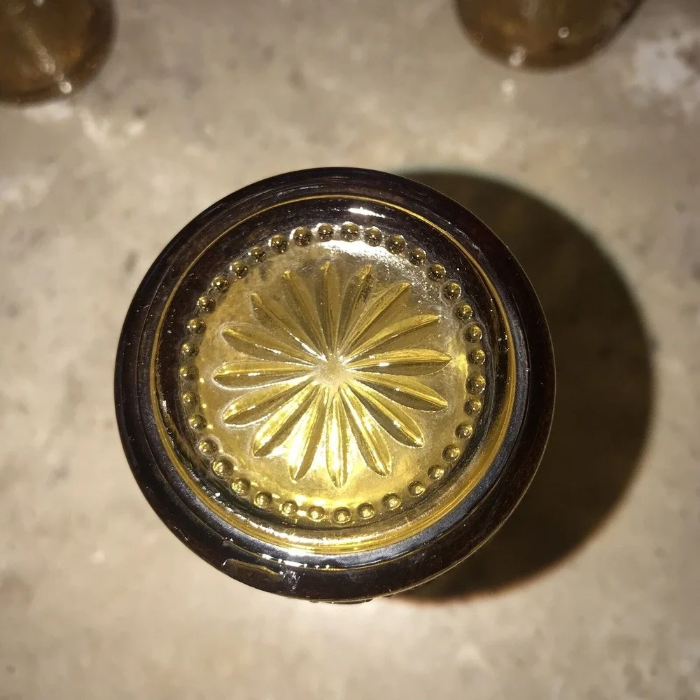 4 Vintage Amber Glasses Indiana Glass Tiara Starburst Textured 5 1/4